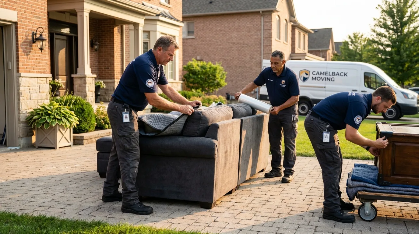 Large estate moving crew wrapping furniture in West Valley City, UT