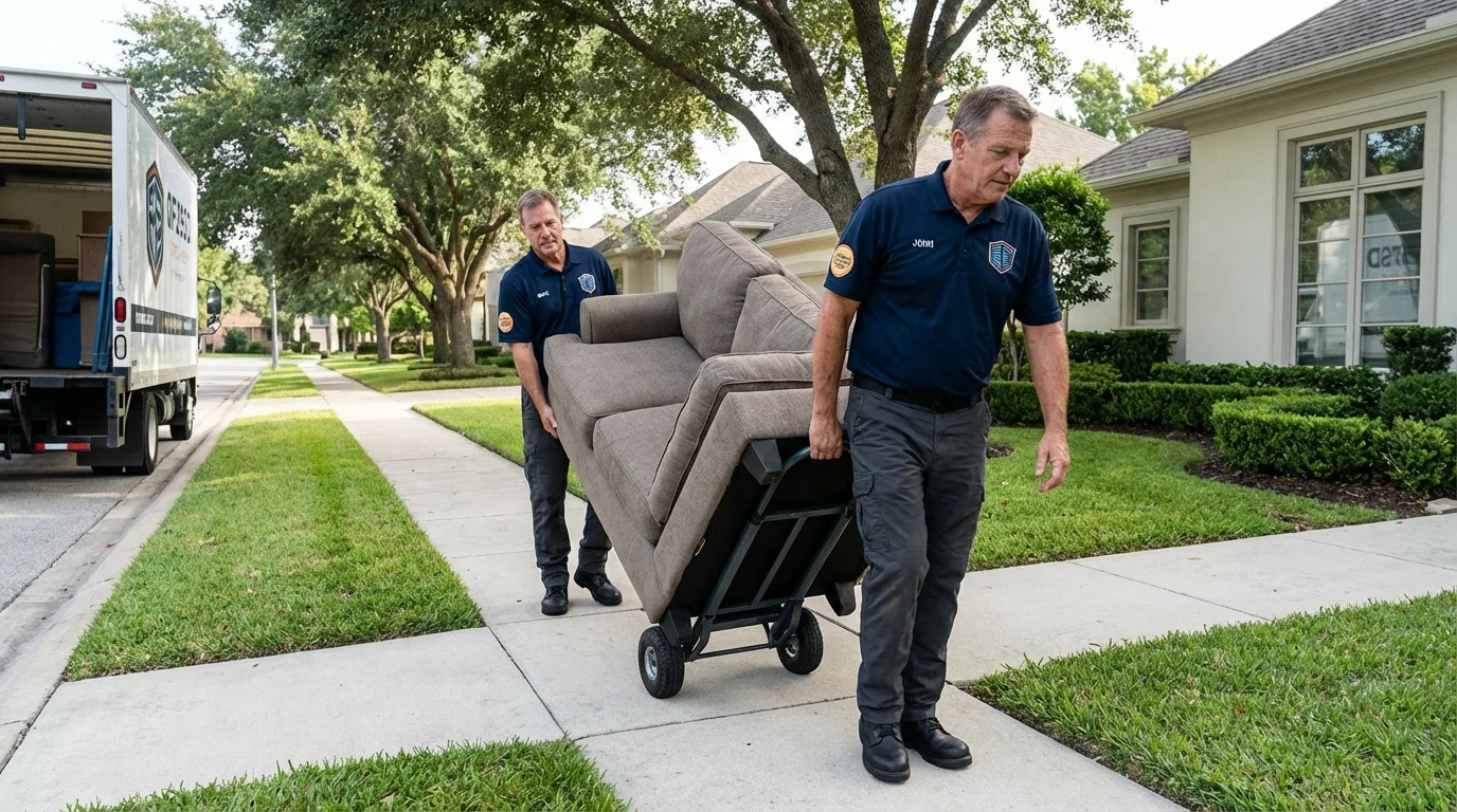 Local residential moving crew loading furniture in West Valley City, UT