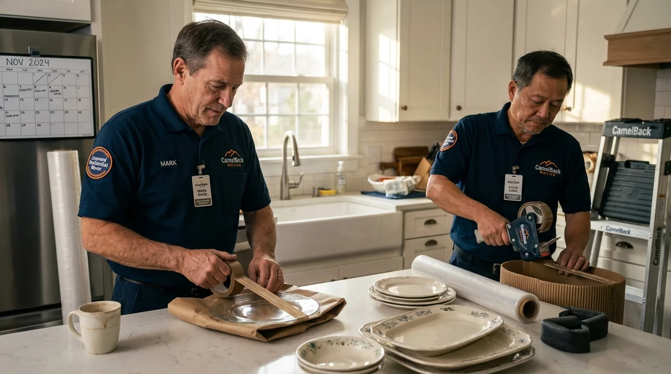 Professional crew packing kitchen dishware in West Valley City, UT